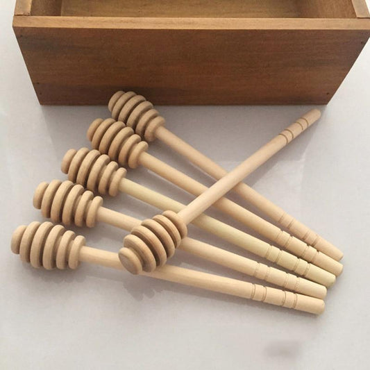 Novidone Premium Wooden Honey Dipper Set - 2-Piece Natural Eucalyptus Wood Stirrers for Tea & Drizzle