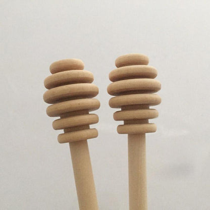 Novidone Premium Wooden Honey Dipper Set - 2-Piece Natural Eucalyptus Wood Stirrers for Tea & Drizzle
