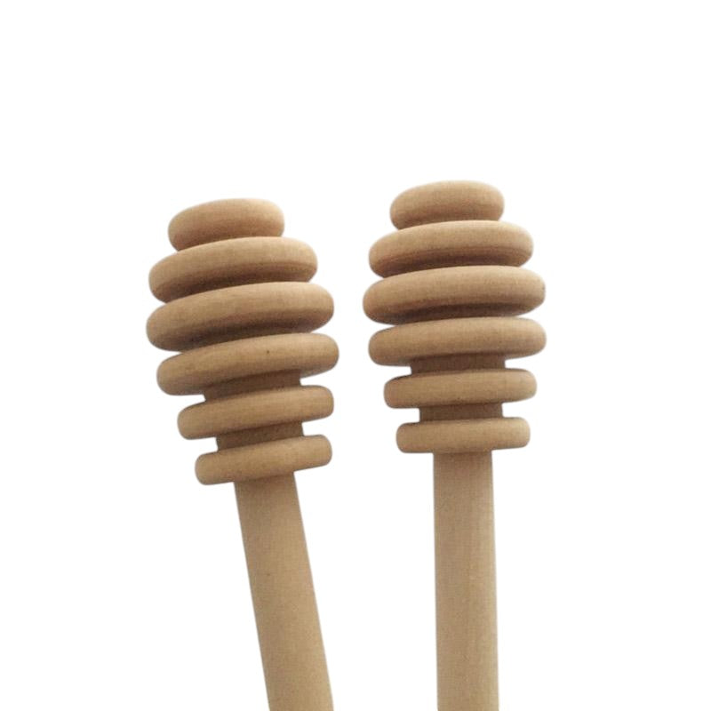 Novidone Premium Wooden Honey Dipper Set - 2-Piece Natural Eucalyptus Wood Stirrers for Tea & Drizzle