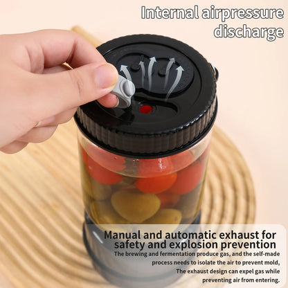 Novidone Flip and Drain Pickle Jar - Leak-Proof Glass Hourglass Food Container for Olives & Kimchi with 2 Stainless Steel Fork