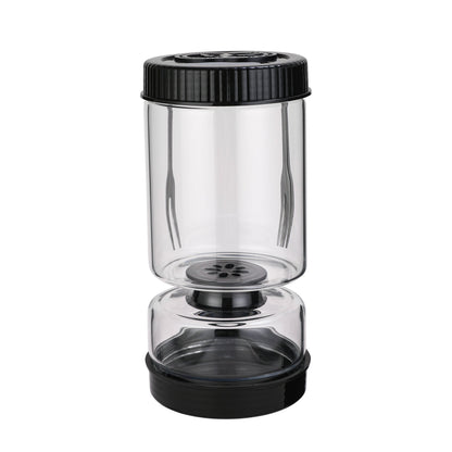 Novidone Flip and Drain Pickle Jar - Leak-Proof Glass Hourglass Food Container for Olives & Kimchi with 2 Stainless Steel Fork